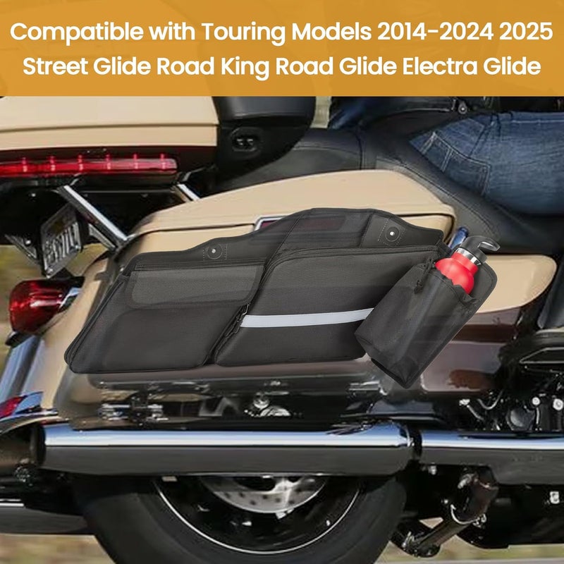 HODRANT Motorcycle Saddlebag Organizer, Saddlebag Liners Side Bag Compatible with Touring Models 2014-2025 Street Glide Road Glide Road King Electra Glide, Saddlebag Tool Storage Organizer, 2 Packs - Image 2
